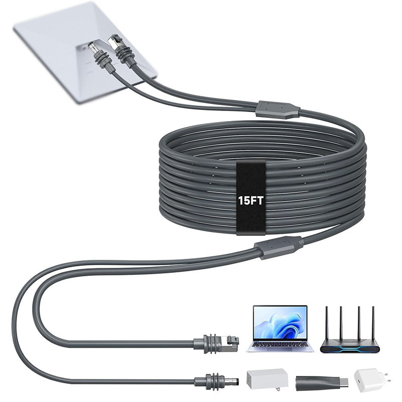Starlink Mini 2-in-1 Power & Ethernet Cable, 15FT/16.4FT Waterproof Combined Cable for Starlink Mini, Compatible with Original/USB-C PD Chargers, for RV, Camping, Sailing & Outdoor Use