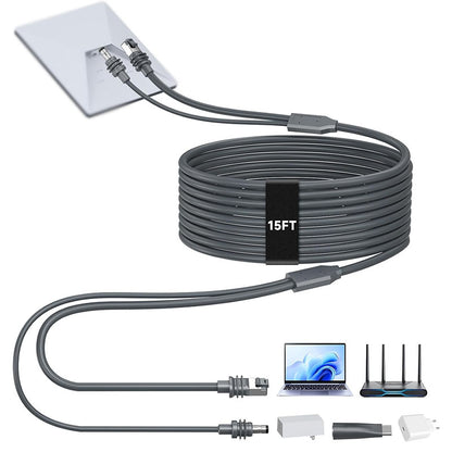 Starlink Mini 2-in-1 Power & Ethernet Cable, 15FT/16.4FT Waterproof Combined Cable for Starlink Mini, Compatible with Original/USB-C PD Chargers, for RV, Camping, Sailing & Outdoor Use