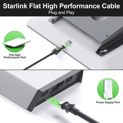 Starlink Flat High Performance Replacement Cable, 32.8FT CAT6 Shielded Ethernet Cord, Waterproof Starlink Flat HP Dish to Router Cable for RV, Boat, Home & Outdoor Use
