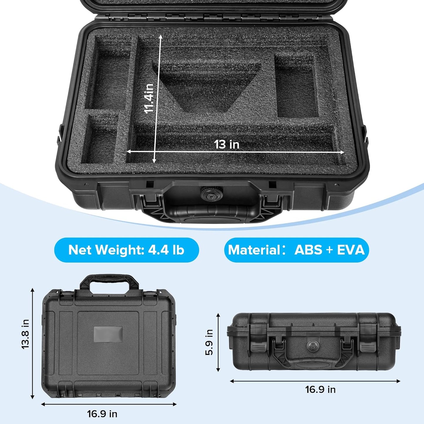 Starlink Mini Hard Case, IP67 Waterproof Shockproof Protective Case with Custom Foam for Starlink Mini Dish, Mount, Cable & Accessories, Portable Travel Case for RV, Camping & Outdoor Use