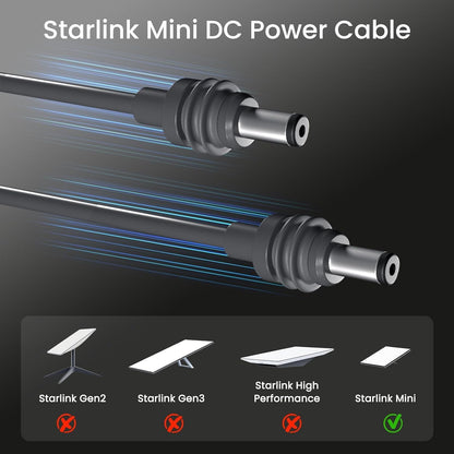 Starlink Mini DC Power Cable, Weatherproof DC Extension Cord with Waterproof Gasket, Multiple Length Options (6.6FT/16.4FT/32.8FT) for Starlink Mini, Camping, Sailing, RV & Outdoor Adventures