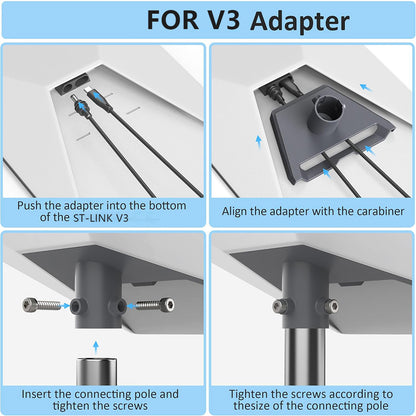 Starlink Standard V3 Pole Mount Adapter, Heavy-Duty Aluminum Alloy Pipe Mount Kit with Cable Management, Fits 25mm-53mm Poles for Starlink Gen3, Roof, Wall, RV & Outdoor Installation