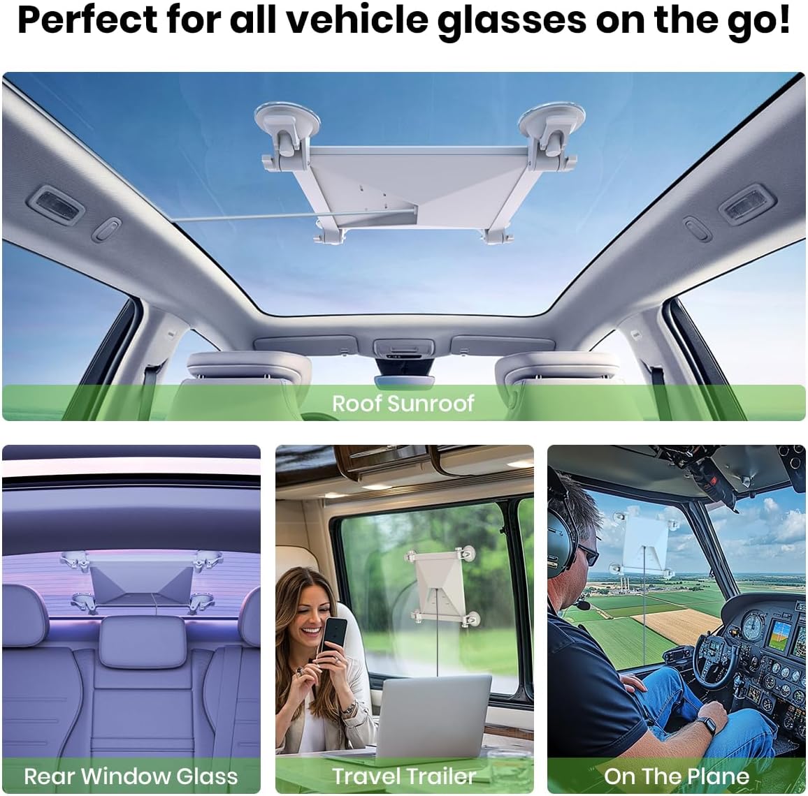 Starlink Mini Suction Cup Mount, No-Drill Glass/Car Mount for Starlink Mini, Reusable Adhesive Suction Mount for Car Sunroof, RV, Yacht & On-The-Go Use