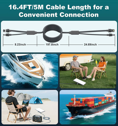 Starlink Mini 2-in-1 Power & Ethernet Cable, 15FT/16.4FT Waterproof Combined Cable for Starlink Mini, Compatible with Original/USB-C PD Chargers, for RV, Camping, Sailing & Outdoor Use