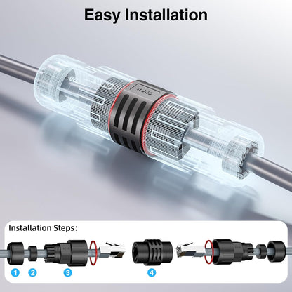 Starlink Gen2 Extension Cable Kit, IP68 Waterproof RJ45 Ethernet Coupler with Cat6 26AWG Cable, Starlink Actuated Gen2 Dish Cable Extender for Starlink Standard Actuated (Gen2), Custom Length for RV, Camping, Home, Outdoor