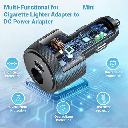 Starlink Mini 60W Car Charger, 12V-24V to 30V DC Step Up Converter with PD 27W USB-C Port, Dual Port Car Power Adapter for Starlink Mini, RV, Truck, Boat & On-the-Go Use