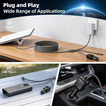 3-in-1 Starlink Mini DC Power Cable, 9.8FT 12V-24V Car Charger Cord with USB-C Port, Waterproof Step Up Converter for Starlink Mini, Plug and Play for Camping, RV, Truck, Home, Outdoor Adventures