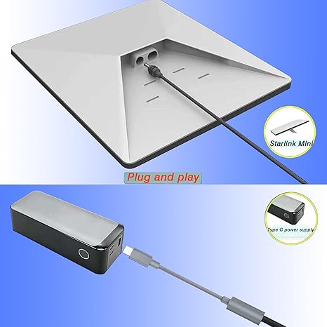 Starlink Mini USB-C to DC Power Adapter Cable (0.2m) - Waterproof and Compatible with 100W and Above PD Power Banks/Chargers and Original Starlink Mini Devices