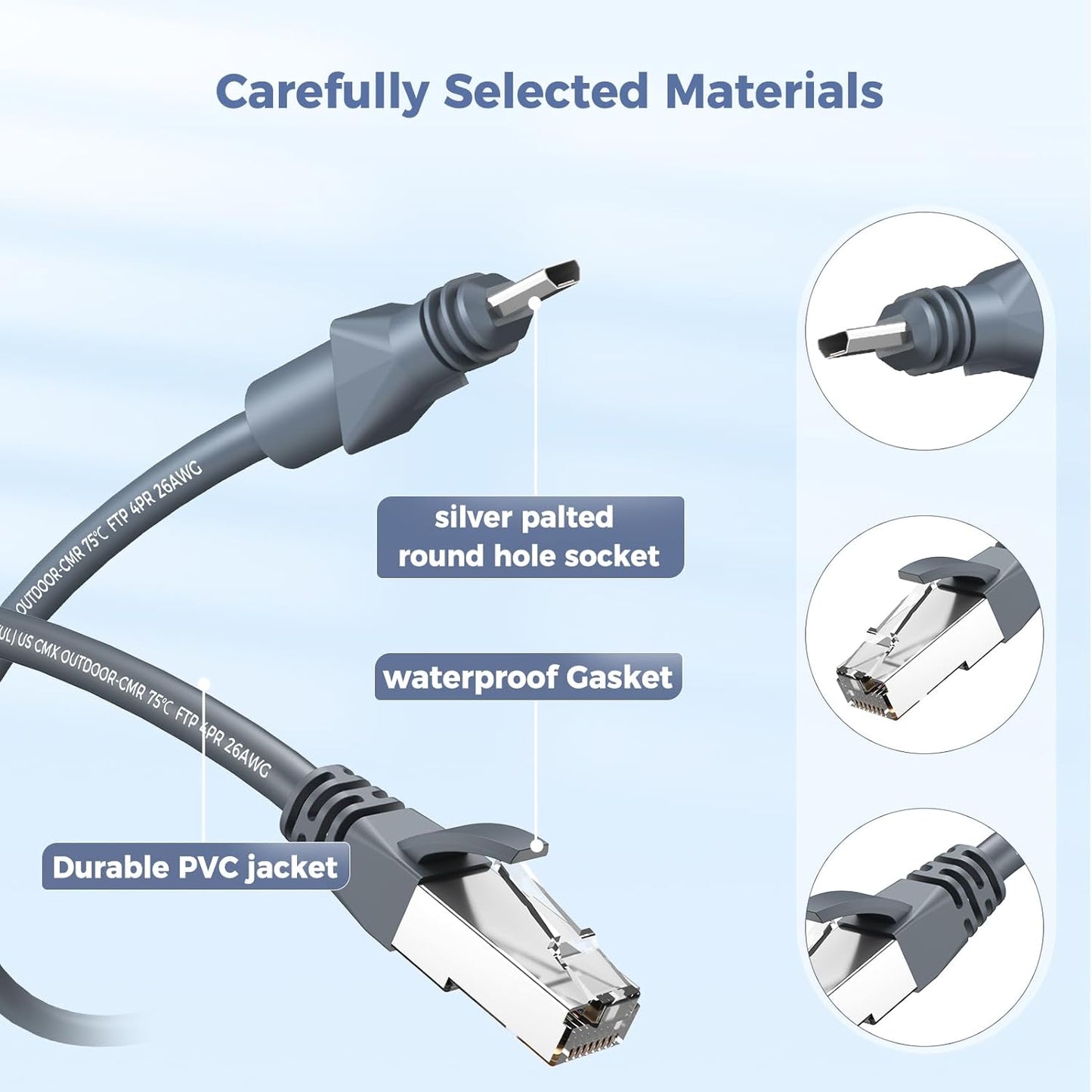 Starlink Gen2 2-in-1 Power & Ethernet Cable, CMX/Outdoor-CMR Rated CAT6 Shielded Cord, 1200Mbps Waterproof Combined Cable for Starlink Standard V2, Third-Party Routers, RV & Home Use