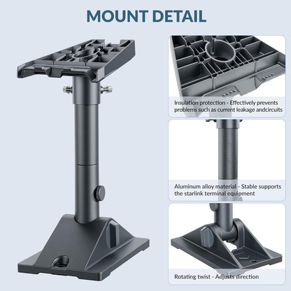 Starlink Gen 3 Mount Kit, Heavy-Duty Aluminum Roof/Wall Mount Accessories for Starlink V3, 5.5"x8.8" Stable Base, 90° Tool-Free Tilt, Insulation Guard, Satellite Dish Mounting Kit Pole & Pipe Adapter