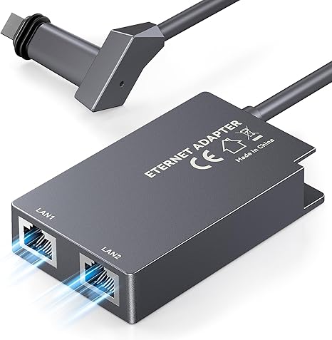 Dual-Port Starlink Ethernet Adapter for Gen 2 (2 Devices), 1Gbps High-Speed Networking with Enhanced Stability, Starlink V2 Accessories Internet Satellite Kit for Home Office/Gaming/Streaming